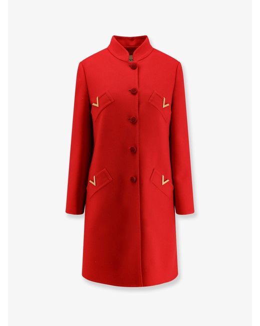 Valentino Red Wool And Cashmere Coat