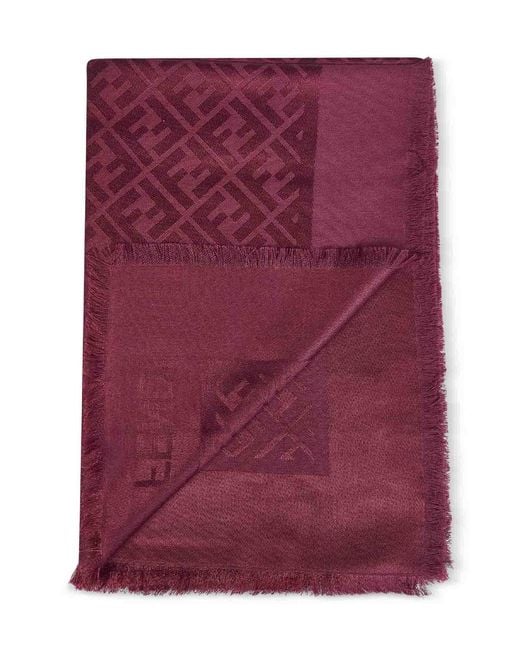 Fendi Purple Shawl Ff 60% Silk/40% Wool