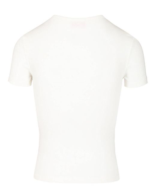 DIESEL White Slim-Fit Stretch Cotton T-Shirt With Metallic Oval D Logo
