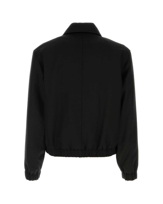 AMI Black Ami Wool Bomber Jacket for men