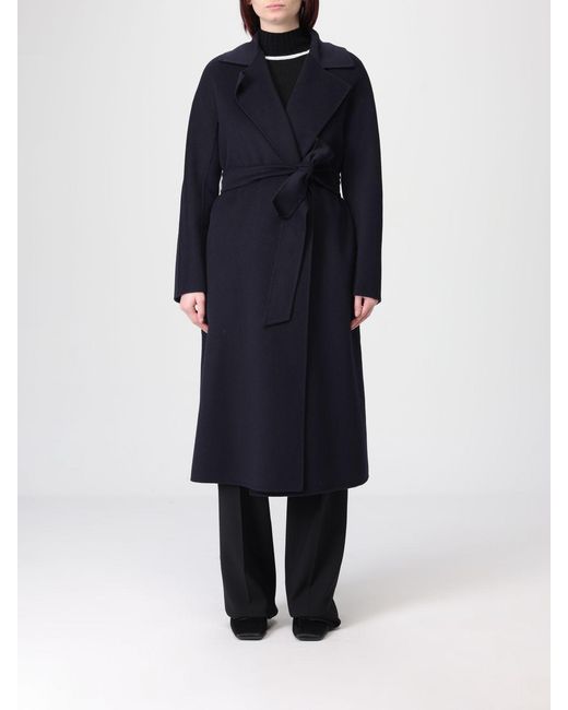 Max Mara Blue Wool, Silk And Cashmere Coat