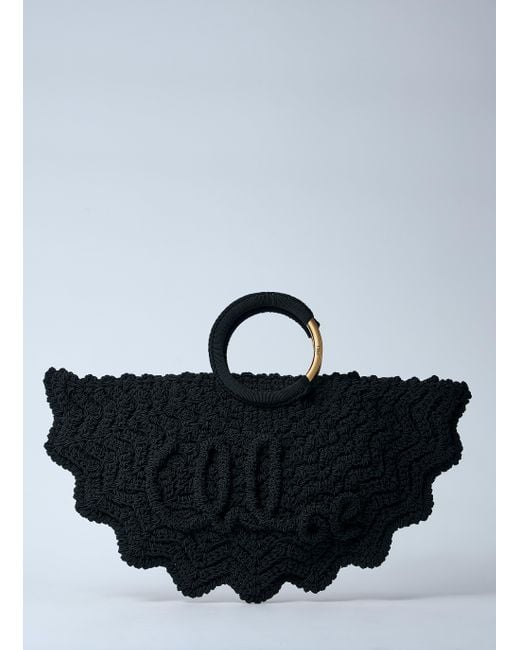 Chloé Black Chloã Small Bracelet Paravent Crochet Tote Bag