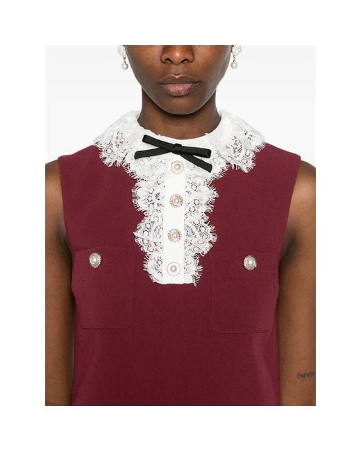 Self-Portrait Red Dress With Lace Trim