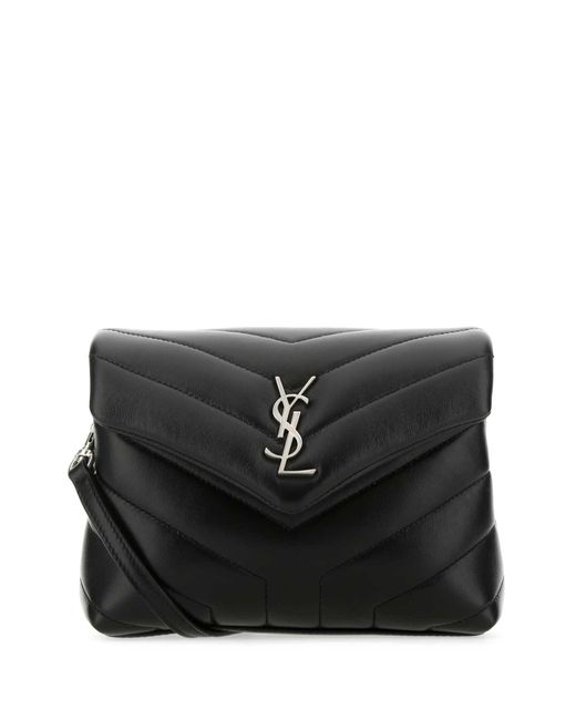 Saint Laurent Black Leather Toy Loulou Crossbody Bag