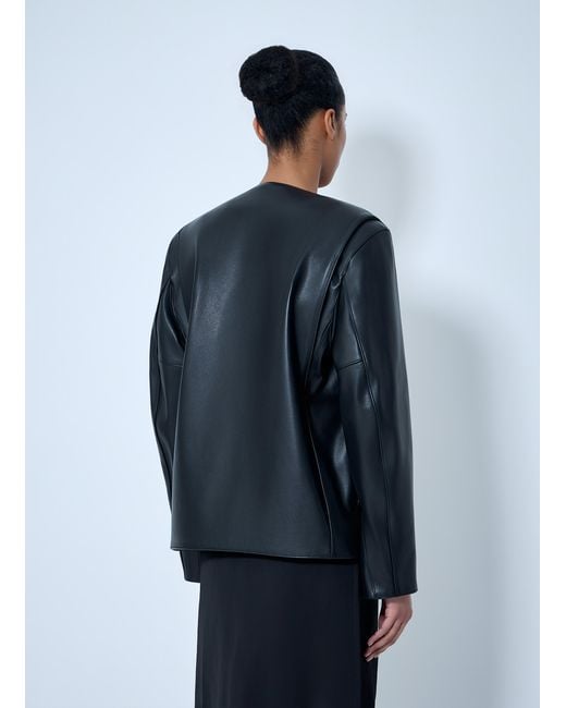 Totême Blue Open Front Leather Jacket