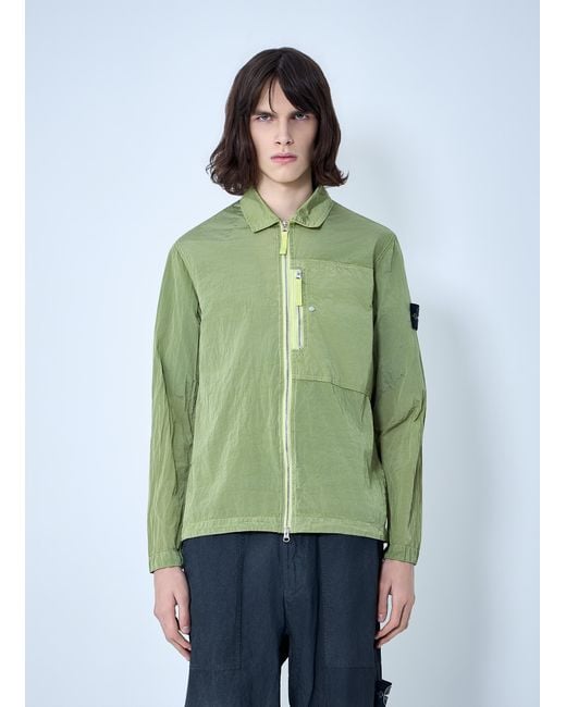 Stone Island Green Zip-Front Technical Jacket for men