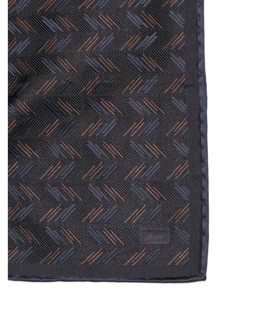 Brioni Gray Printed Pocket Square for men