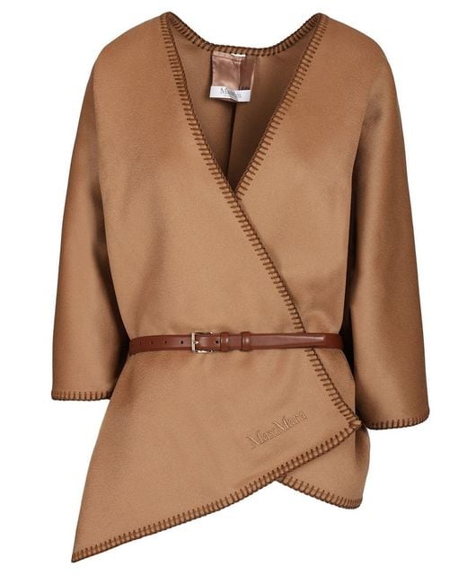 Max Mara Brown Double Wool Drap Cape