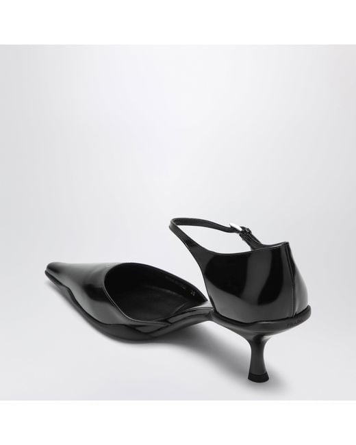Prada Black Brushed Leather Side-Open Pumps