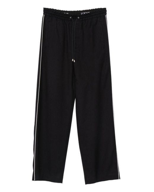 Loewe Black Wool Drawstring Trousers for men