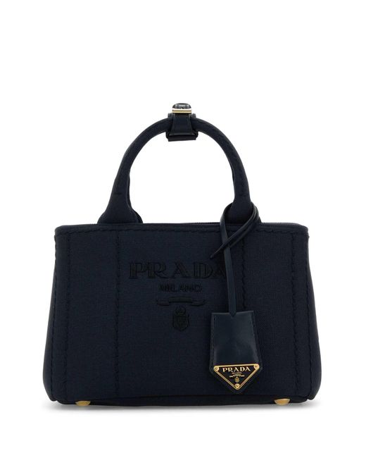 Prada Blue Dark Canvas Shopping Bag