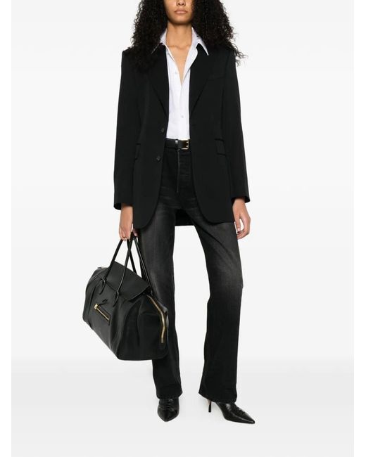 Céline Black Diagonal Wool Column Jacket