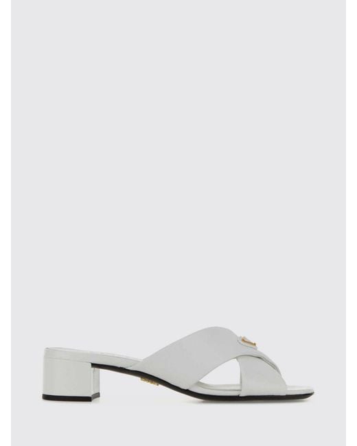 Prada White Leather Mules