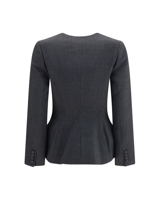 Self-Portrait Black Collarless Wool Jacket