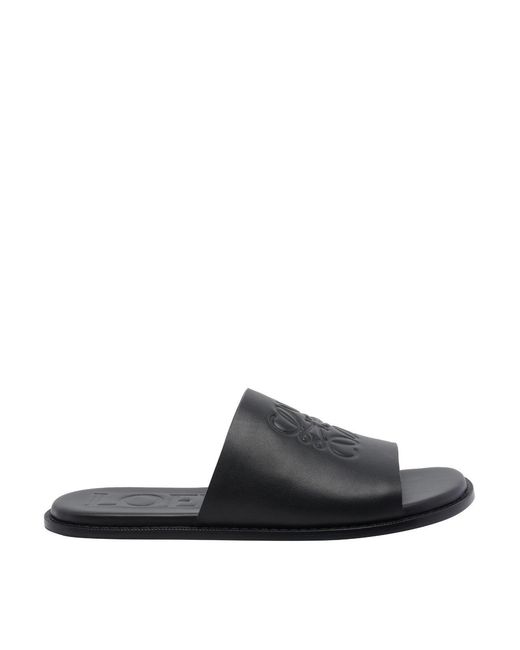 Loewe Black Flex Anagram Slide for men