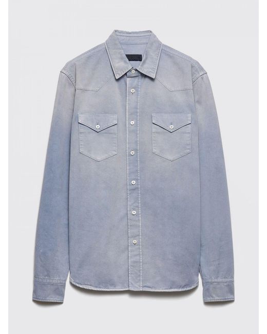 Prada Blue Shirt Gnawed for men