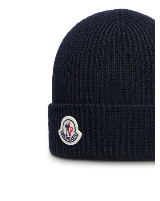 Moncler Blue Logo Wool Hat for men