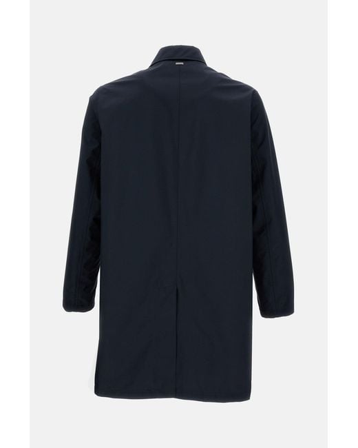 Herno Blue Technical Fabric Raincoat for men