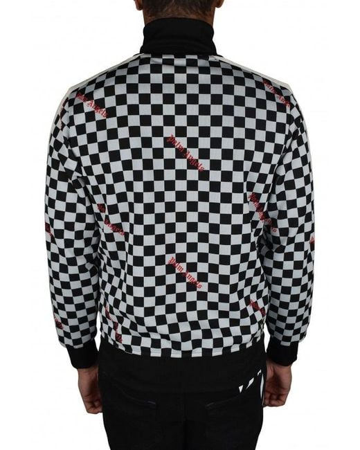 Palm Angels Black Checkerboard Print Vest With High Collar