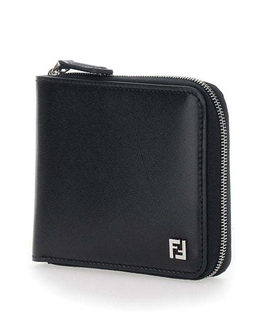 Fendi Black Compact Zip Round for men