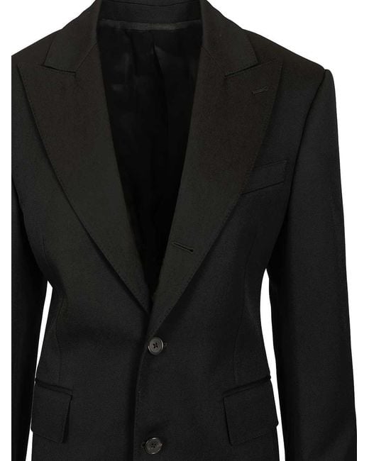 Céline Black Diagonal Wool Column Jacket