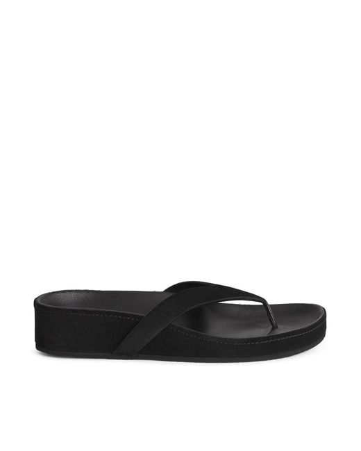 Phoebe Philo Black Round Leather Flip Flop