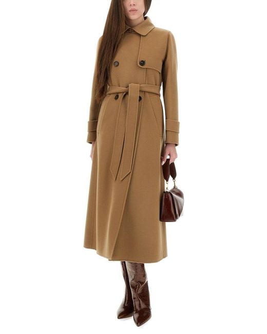 Max Mara Women's Natural Double-Breasted Coat 