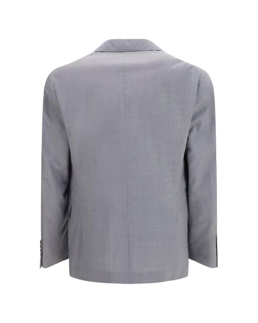Brunello Cucinelli Gray Three-Button Blazer for men