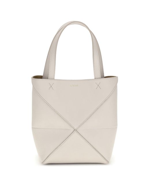 Loewe White Puzzle Fold Mini Tote Bag