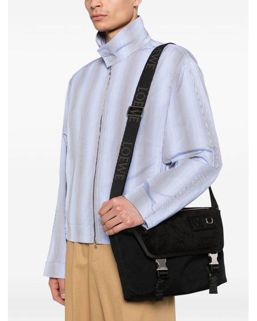 Loewe Black Flex Medium Canvas And Suede Crossbody Bag for men