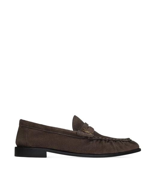 Saint Laurent Brown Le Loafer Soft Suede Moccasins for men