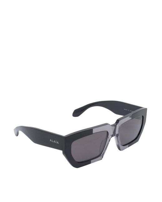 Alaïa Gray Melted Rectangular Sunglasses