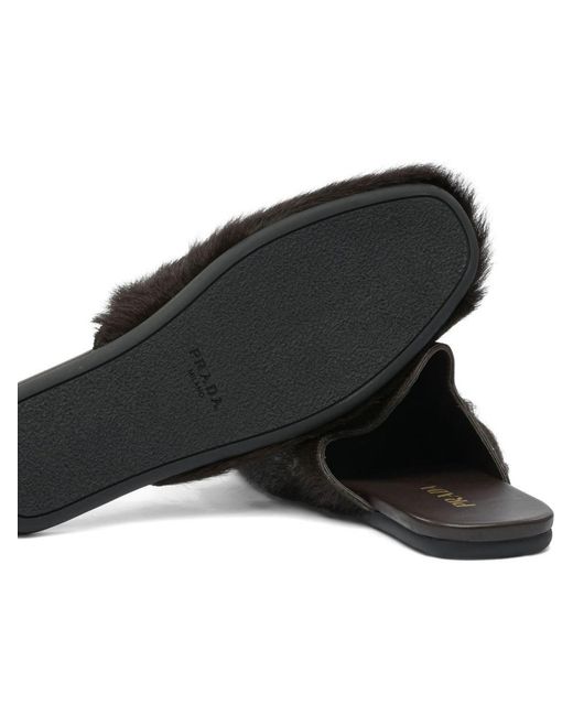 Prada Black Leather Slippers