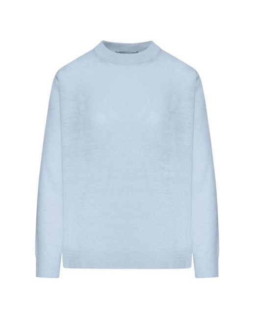 Max Mara Blue Linen Crewneck Sweater