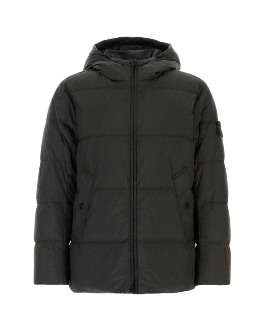 Stone Island Black Graphite Nylon Down Jacket for men