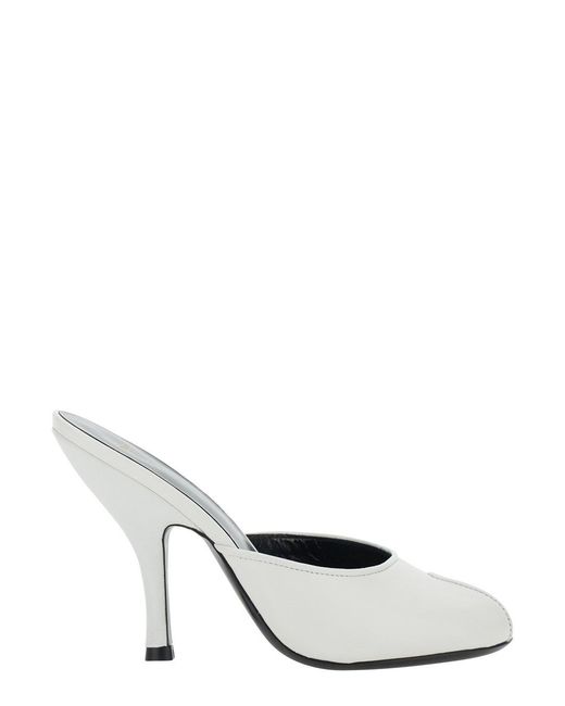 Jude White Mule Heels Leather