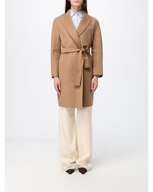 Max Mara Natural Estremo Long Wool And Cashmere Robe Coat With Belt