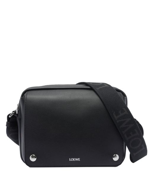 Loewe Black Medium Pebble Messenger Bag for men