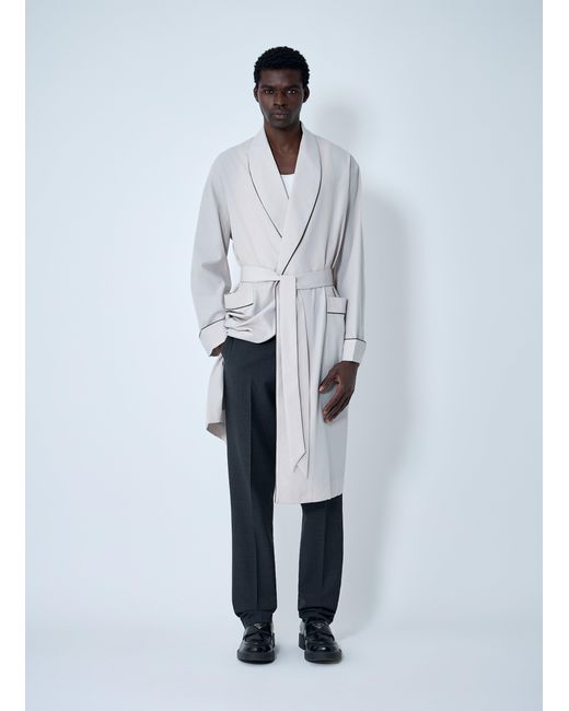 Prada White Limestone Robe Coat for men