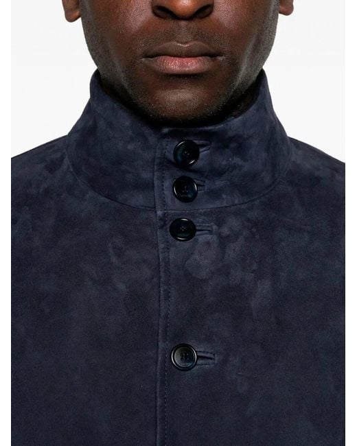 Gucci Blue Leather Bomber Jacket for men