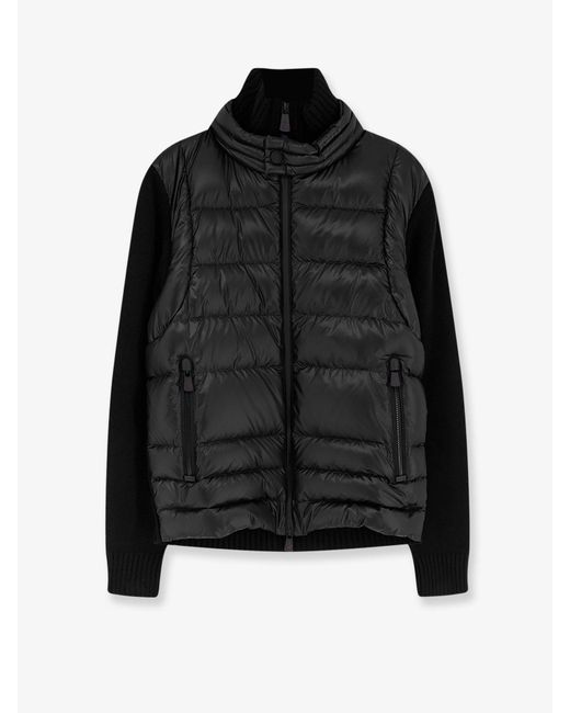 Moncler Black Wool Blend Jacket With Logo Detail for men