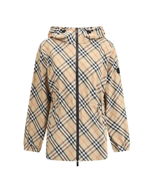 Burberry White Archivio Check Hooded Jacket