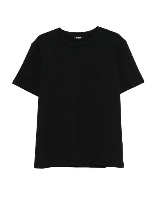 Balmain Black T-Shirt With Logo Printed On The Back for men