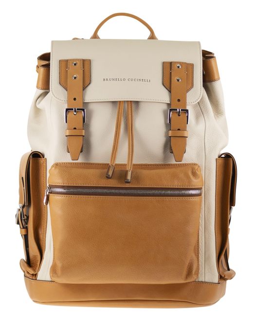 Brunello Cucinelli Brown City Backpack for men