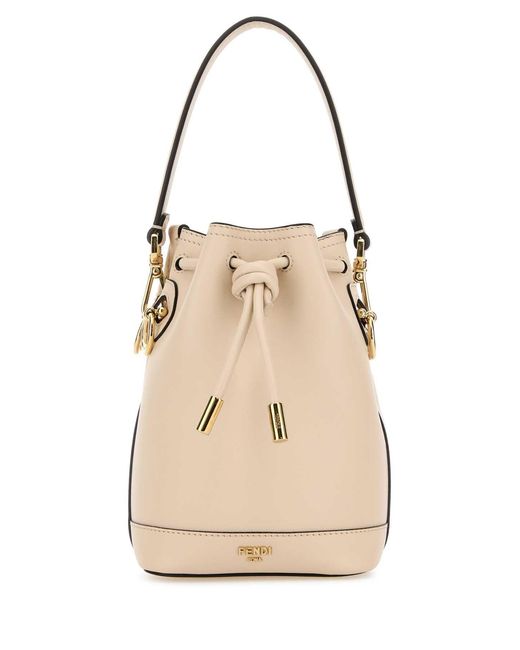 Fendi Natural Ivory Leather Mon Tresor Bucket Bag