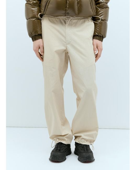 Moncler Natural Drawstring Cotton Poplin Pants for men