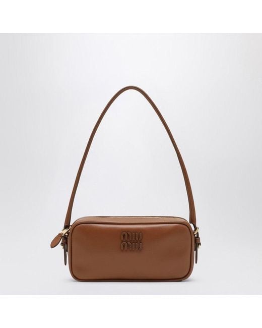 Miu Miu Brown Cognac-Colored Leather Pouch