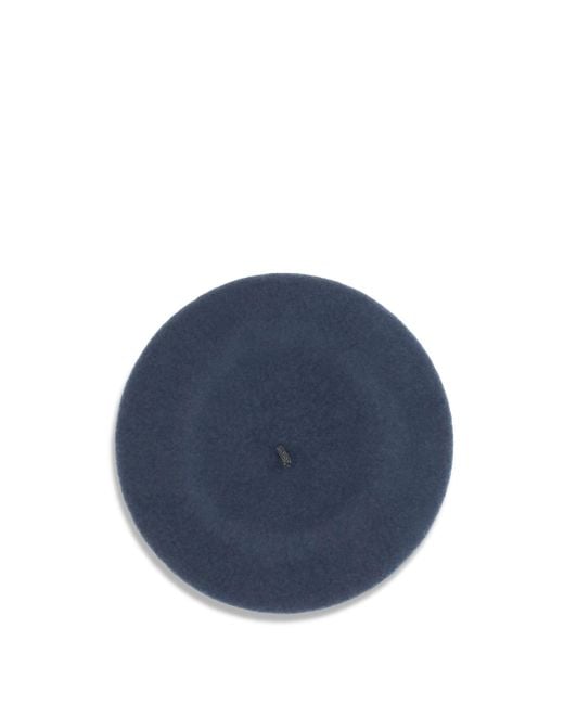 Brunello Cucinelli Blue Wool Basque Hat With Precious Details