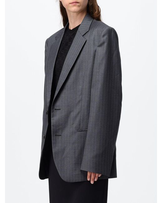 Gucci Gray Pinstripe Wool Single-Breasted Blazer With Peak Lapels