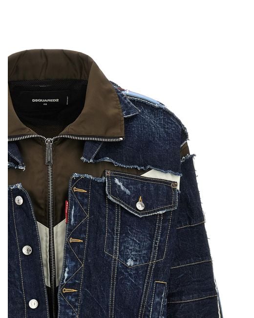 DSquared² Blue Multilayer Denim Jacket for men